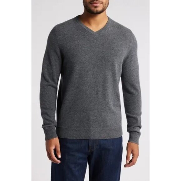 Mack Weldon Mens Gray V-Neck Tech Cashmere Sweater M - Picture 1 of 8